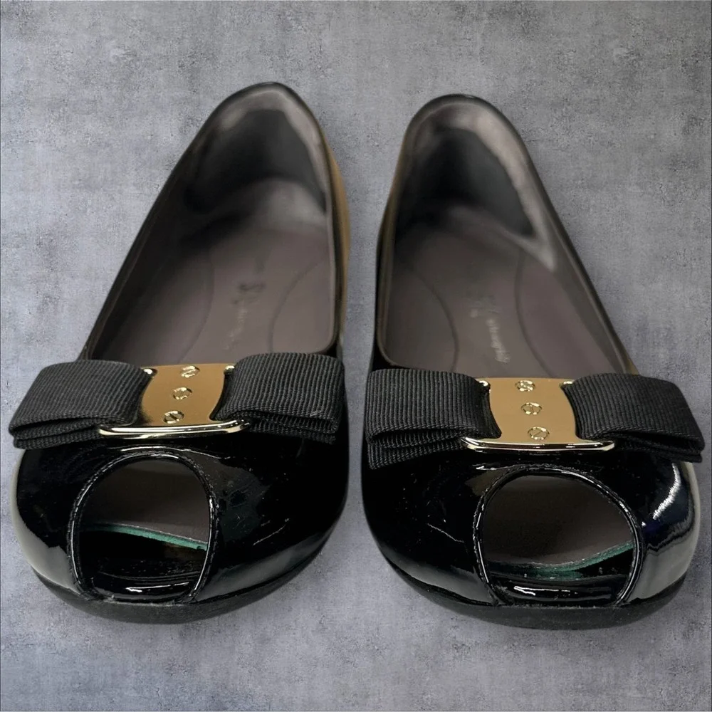 SAS AVA ITALIAN LEATHER Black Patent Leather Peep-toe 1.5